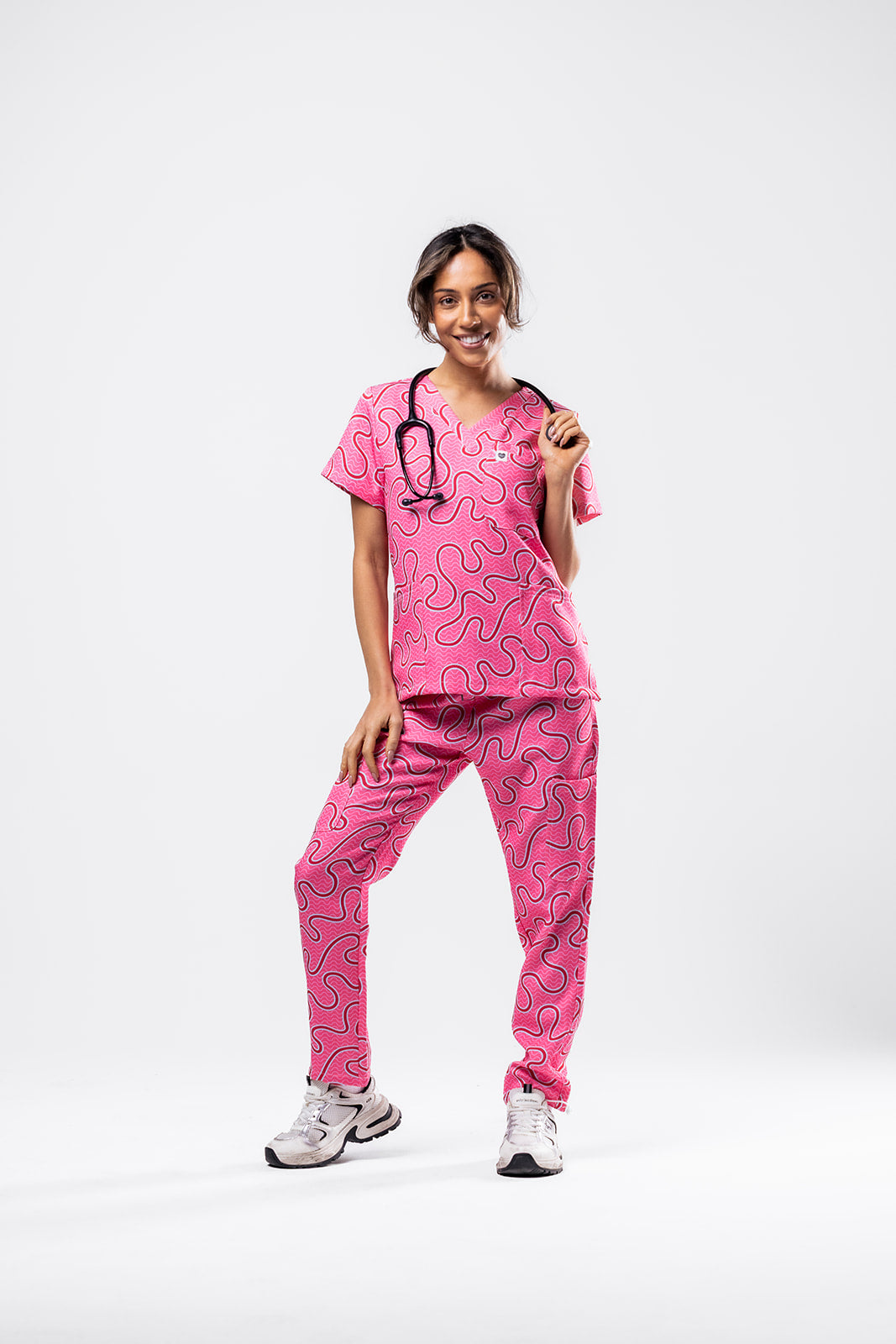 Pink Ripple Scrub Set