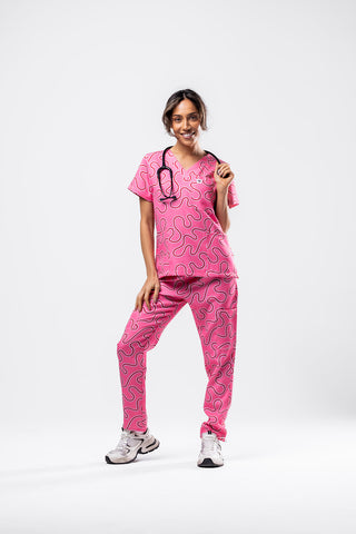 Pink Ripple Scrub Set