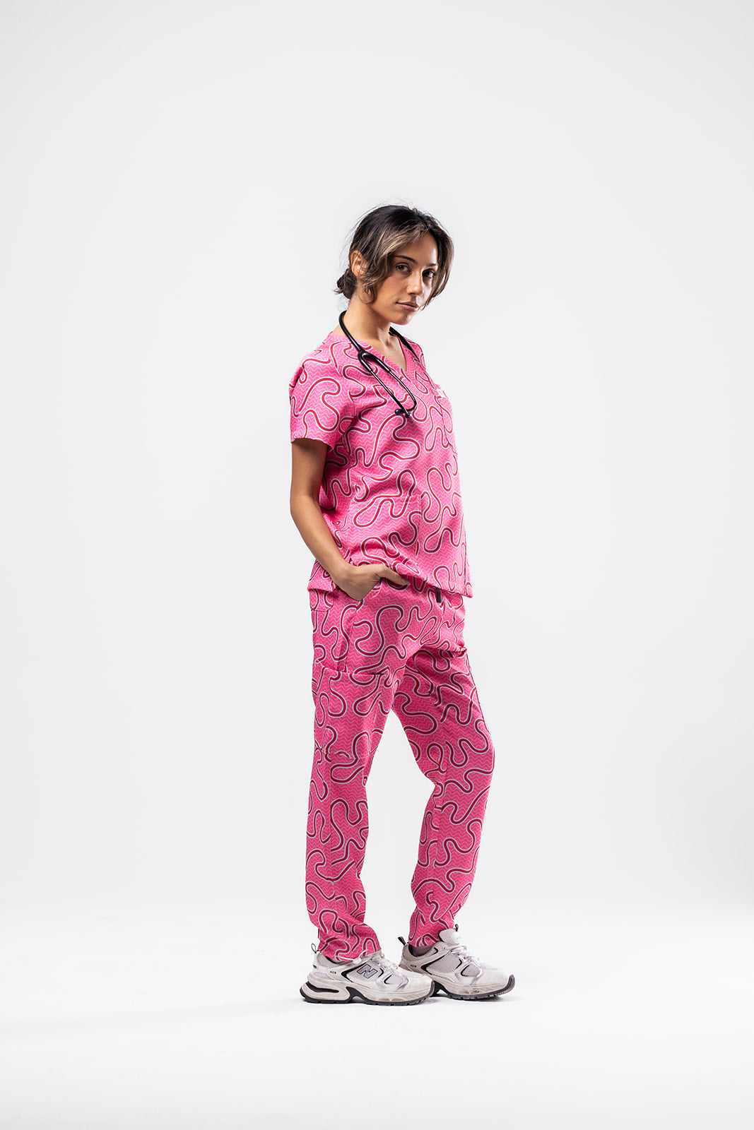 Pink Ripple Scrub Set