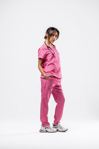 Pink Ripple Scrub Set