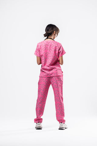 Pink Ripple Scrub Set