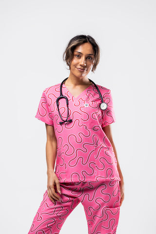 Pink Ripple Scrub Set