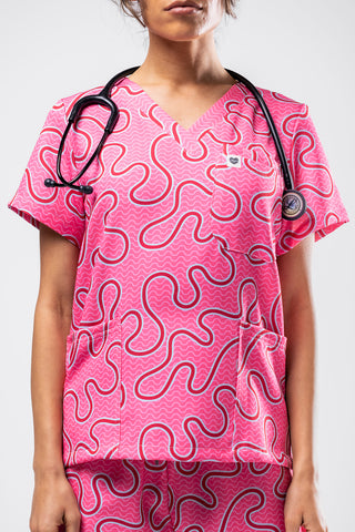 Pink Ripple Scrub Set