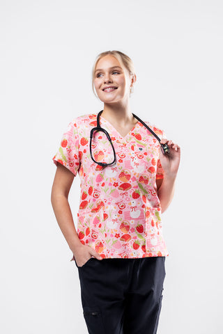 Strawberry Sunday Scrub Top