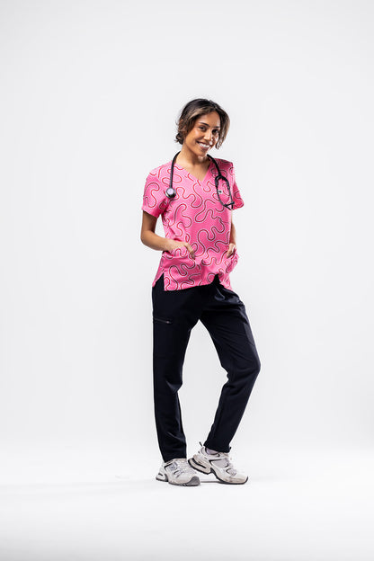 Pink Ripple Scrub Top