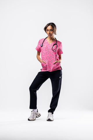 Pink Ripple Scrub Top