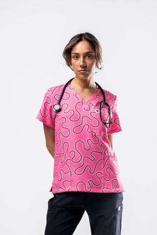Pink Ripple Scrub Top