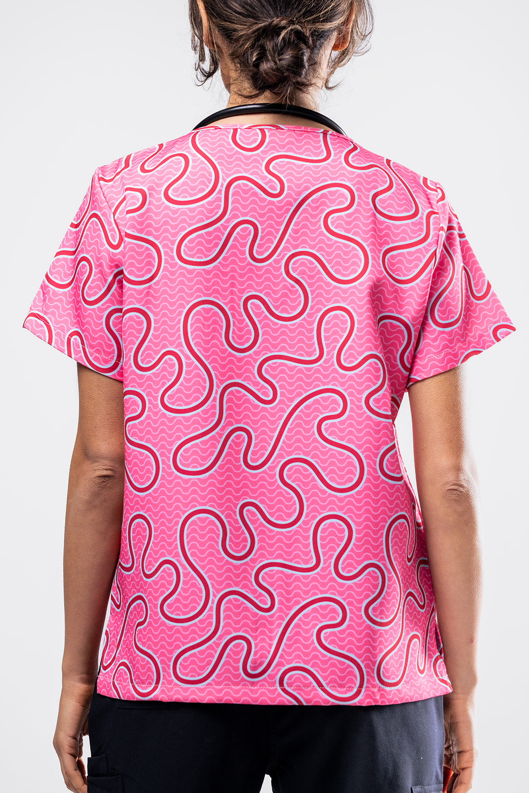 Pink Ripple Scrub Top