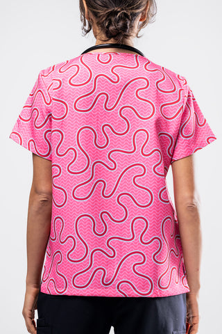 Pink Ripple Scrub Top