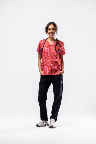 Retro Red Scrub Top
