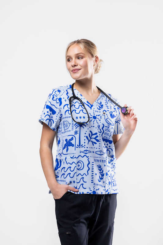 Boho Beach Scrub Top