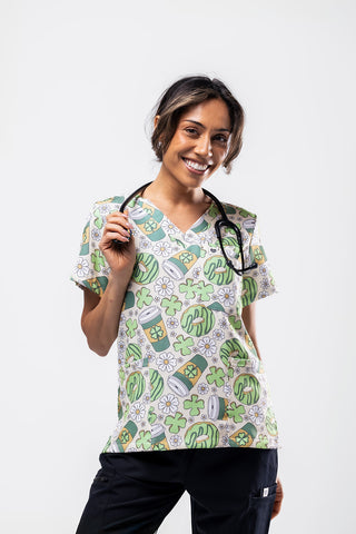 Lucky Latte Scrub Top