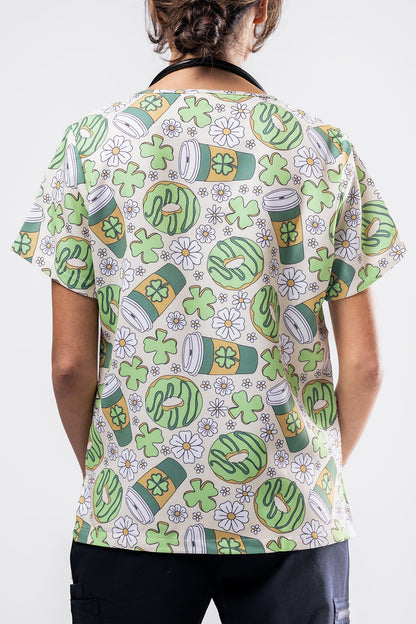 Lucky Latte Scrub Top