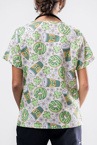Lucky Latte Scrub Top