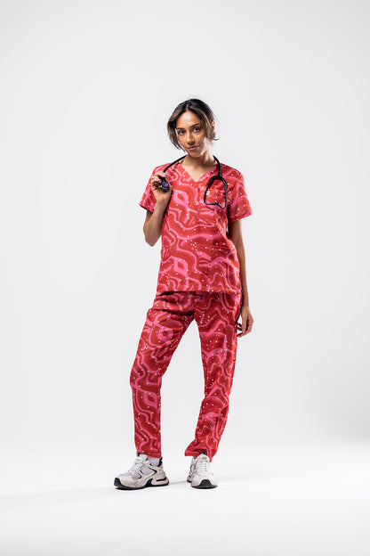 Retro Red Scrub Set