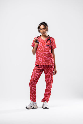 Retro Red Scrub Set