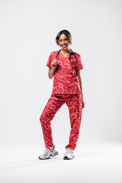 Retro Red Scrub Set