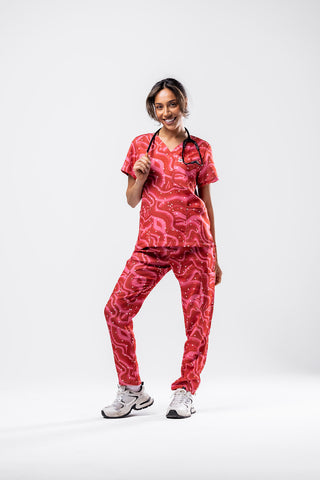 Retro Red Scrub Set