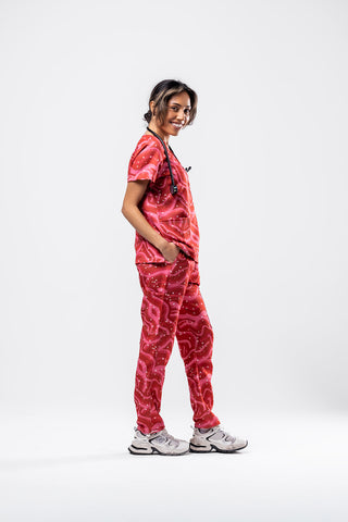 Retro Red Scrub Set