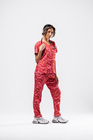 Retro Red Scrub Set