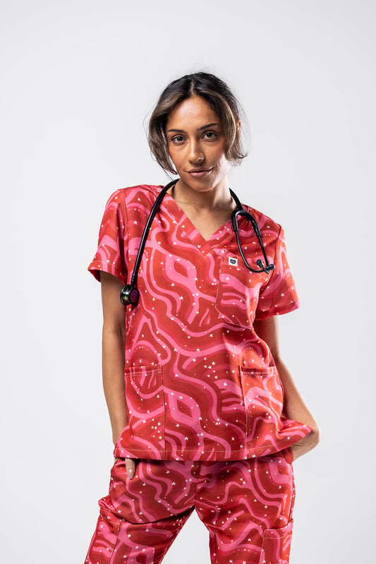 Retro Red Scrub Set