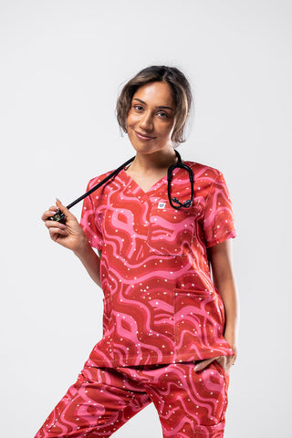 Retro Red Scrub Set