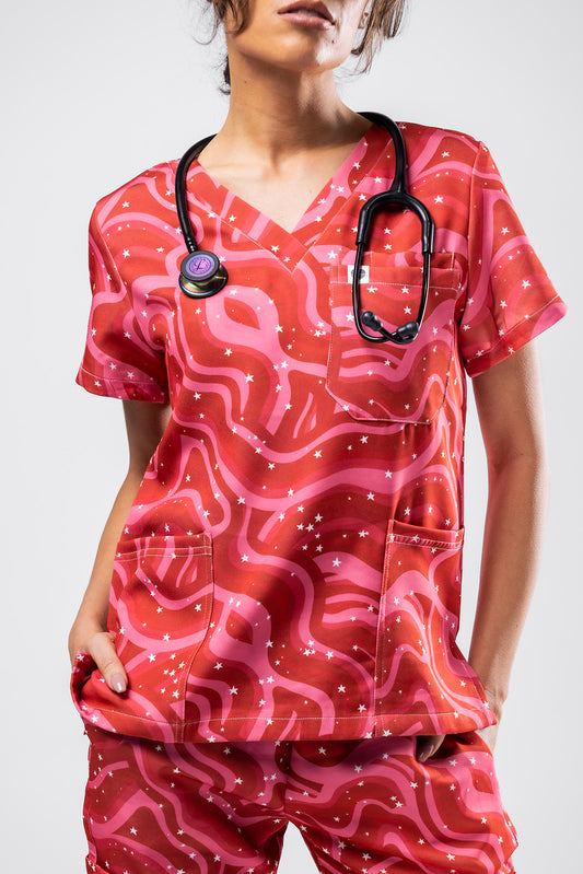 Retro Red Scrub Set