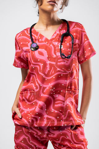 Retro Red Scrub Set