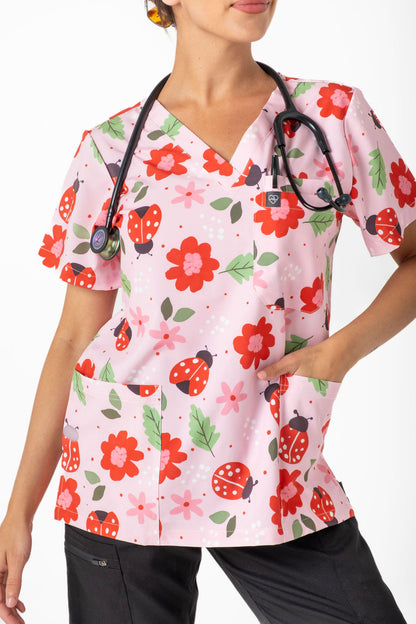 Lady Bug Scrub Top