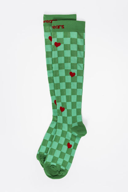 Heartfelt Check Compression Socks