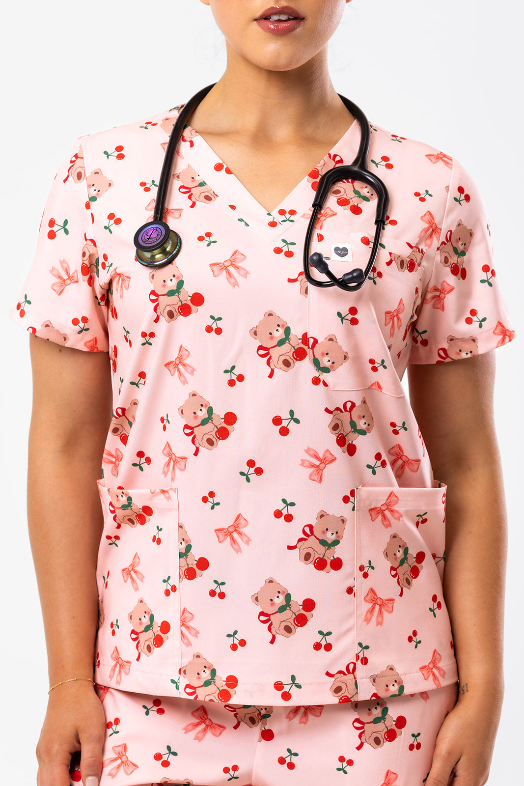 Cherry Cozy Bear Scrub Set