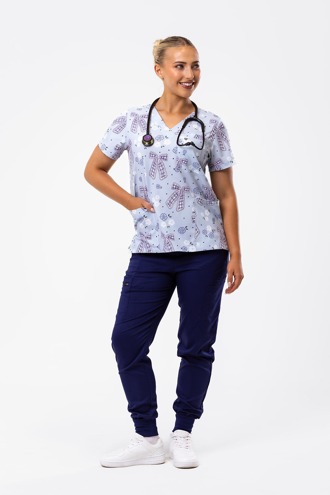Vintage Ribbons Scrub Top