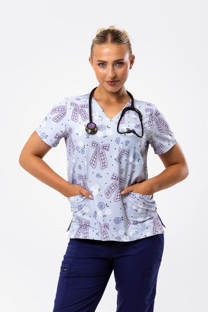 Vintage Ribbons Scrub Top