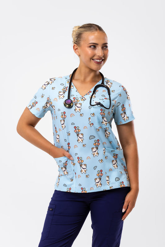 Floating Pups Scrub Top