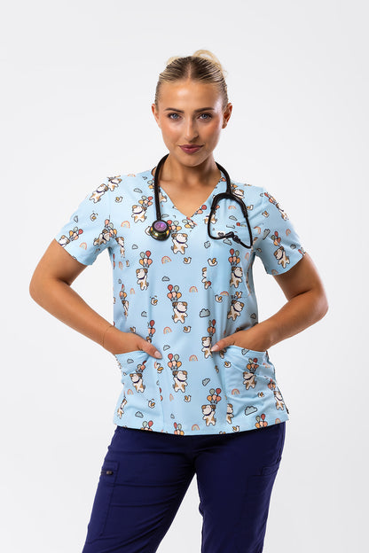 Floating Pups Scrub Top