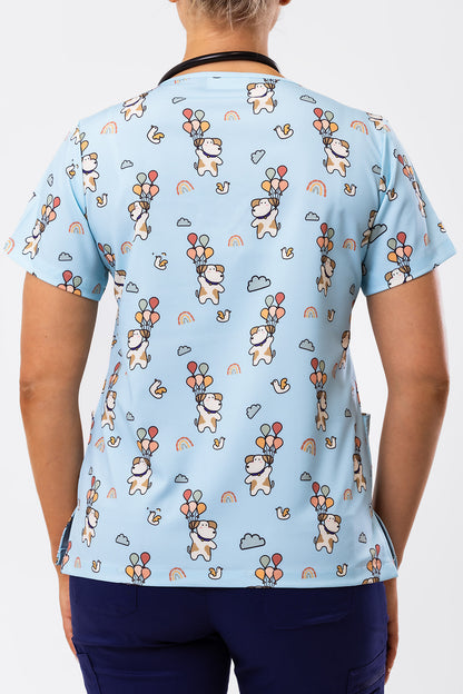 Floating Pups Scrub Top