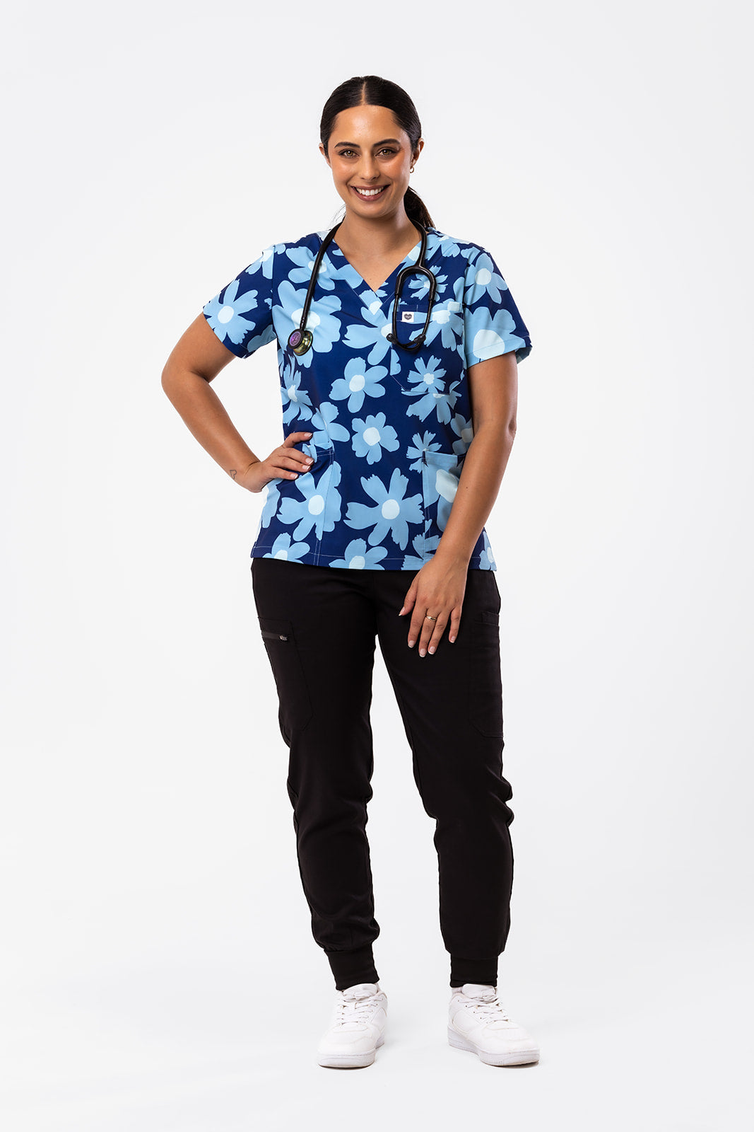 Frosty Blooms Scrub Top