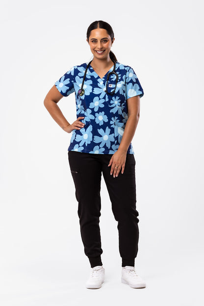 Frosty Blooms Scrub Top