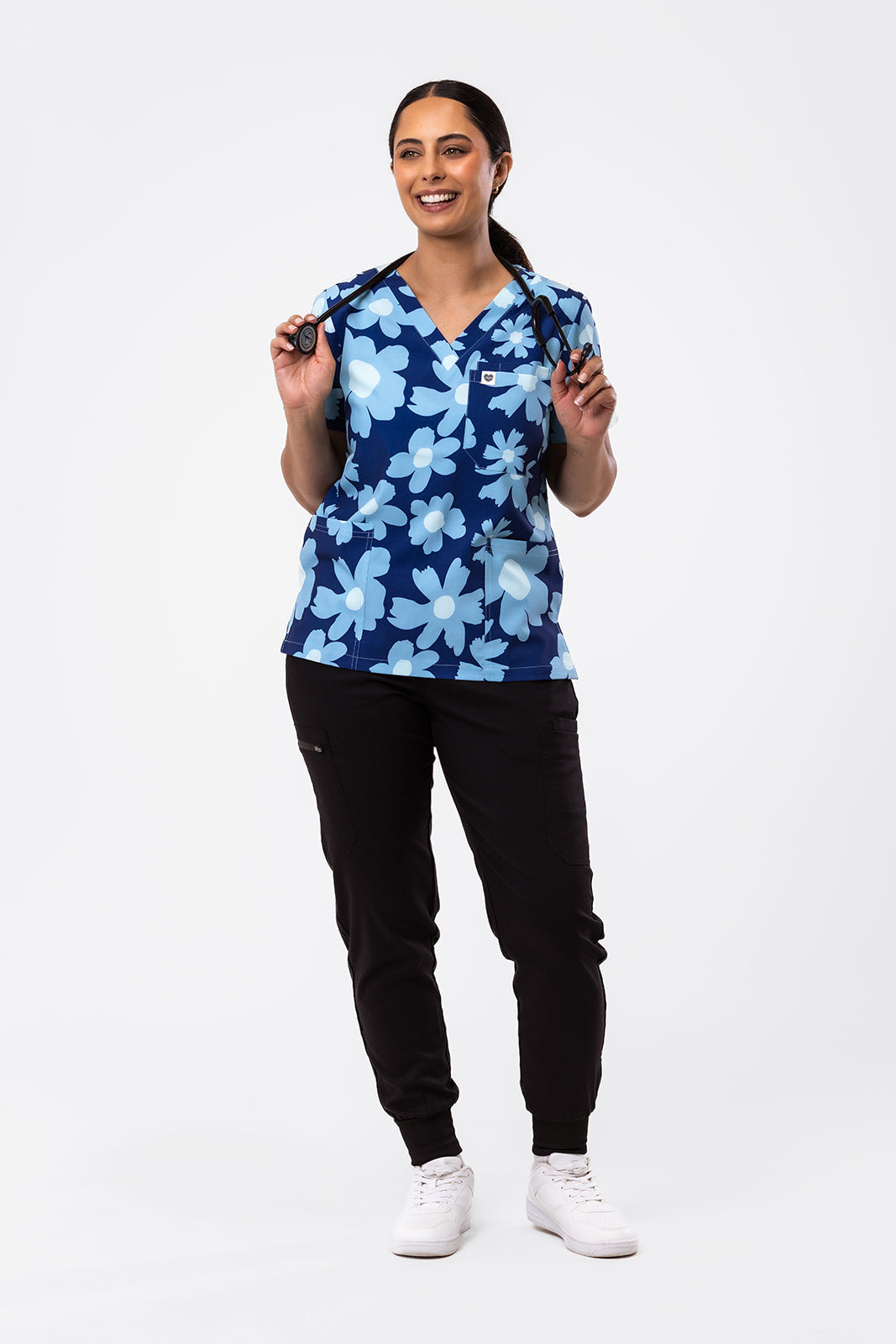 Frosty Blooms Scrub Top