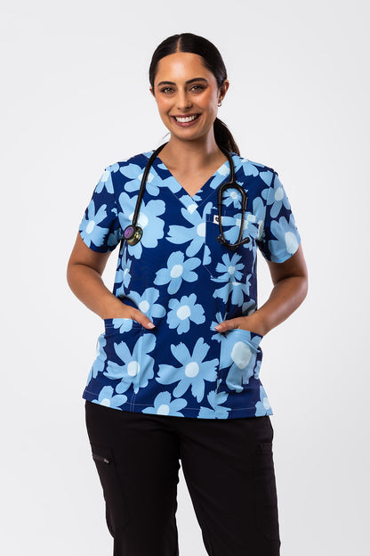 Frosty Blooms Scrub Top