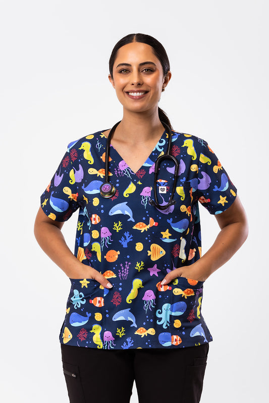 Ocean Cuties Scrub Top