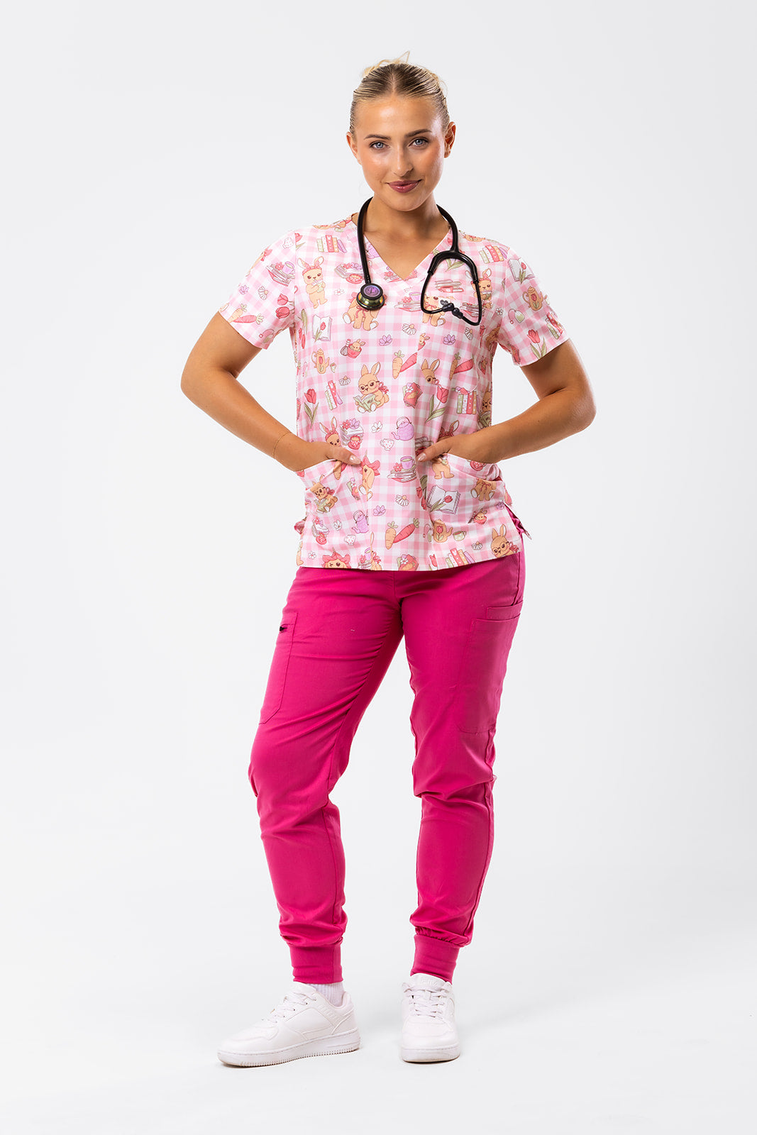 Bunny Brew Picnic Scrub Top