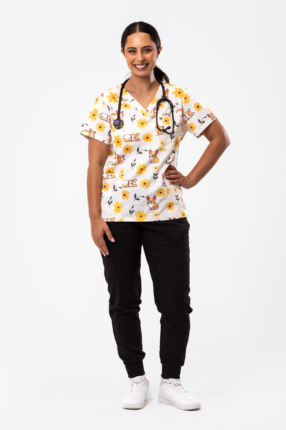 Sunshine Corgi Scrub Top