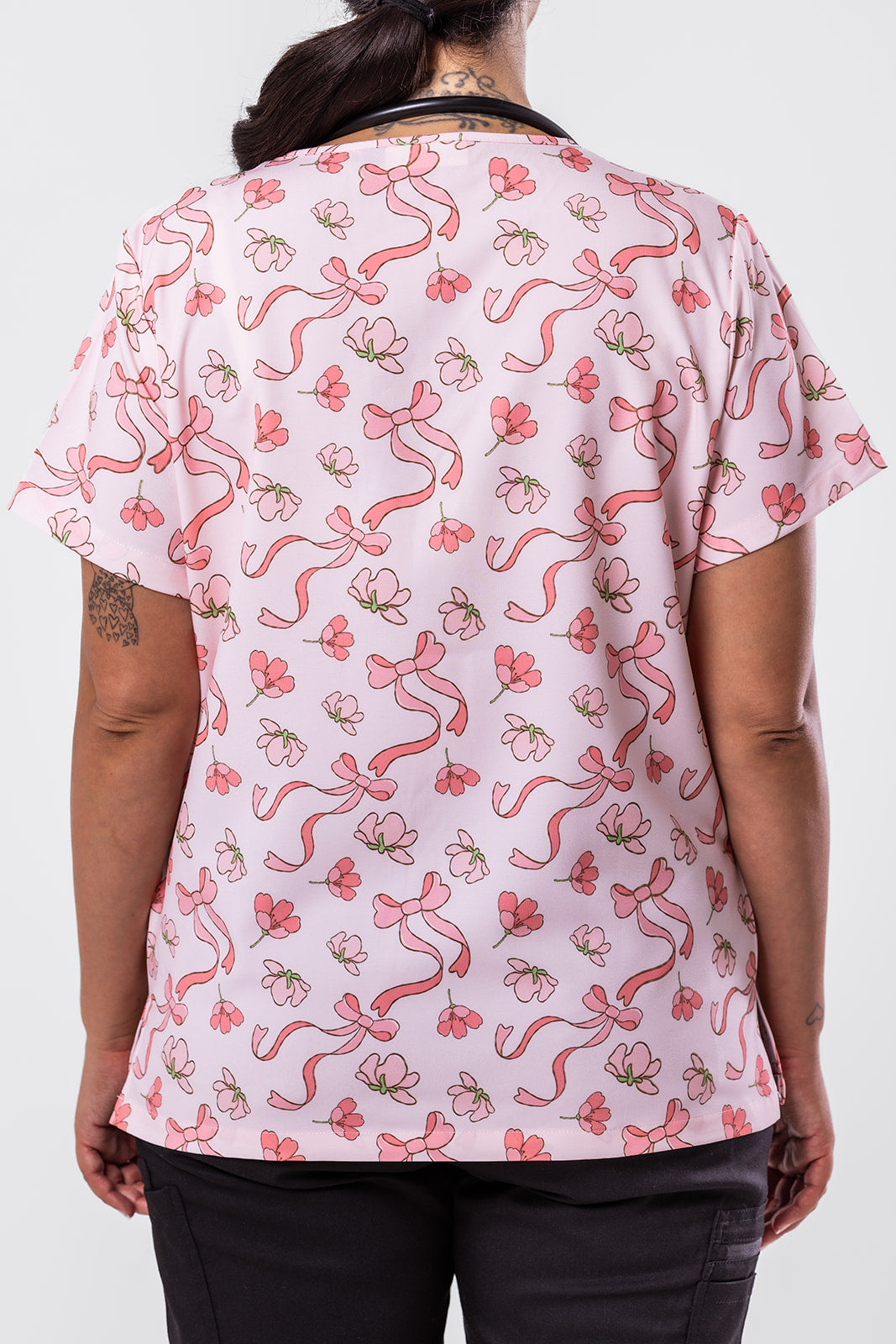Floral Ribbon Scrub Top