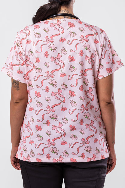 Floral Ribbon Scrub Top