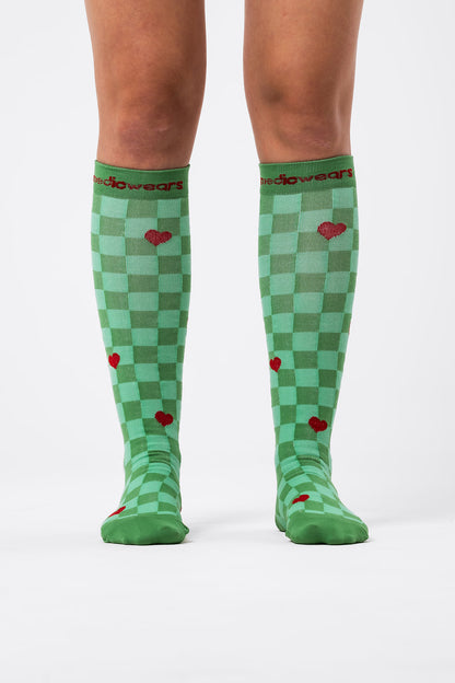 Heartfelt Check Compression Socks