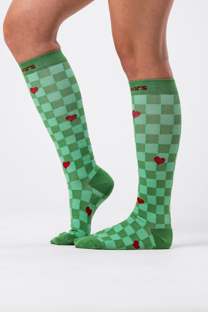 Heartfelt Check Compression Socks