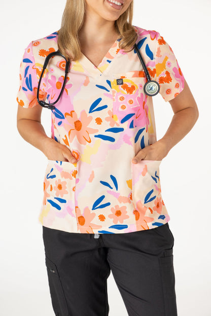 Spring Bloom Scrub Top