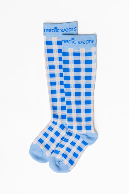 Blue Cottage Compression Socks