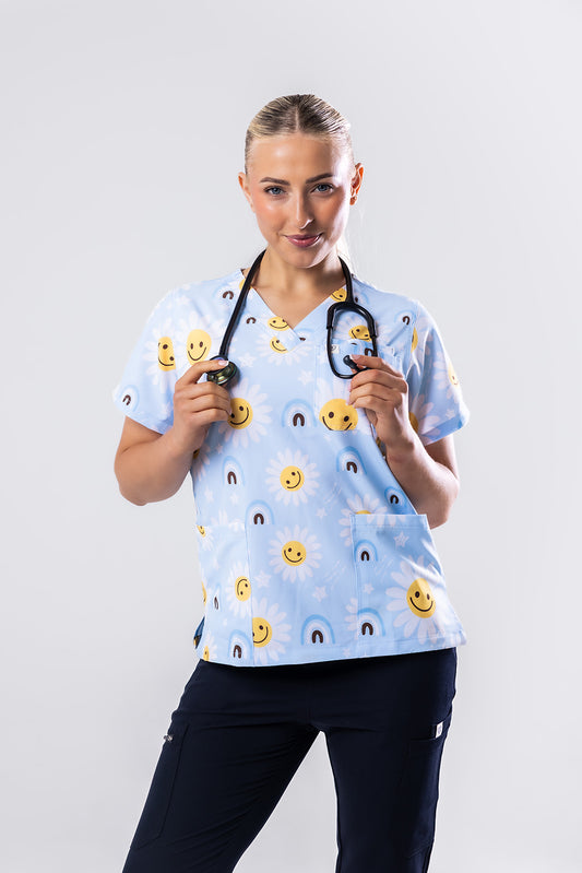 Happy Flower Scrub Top